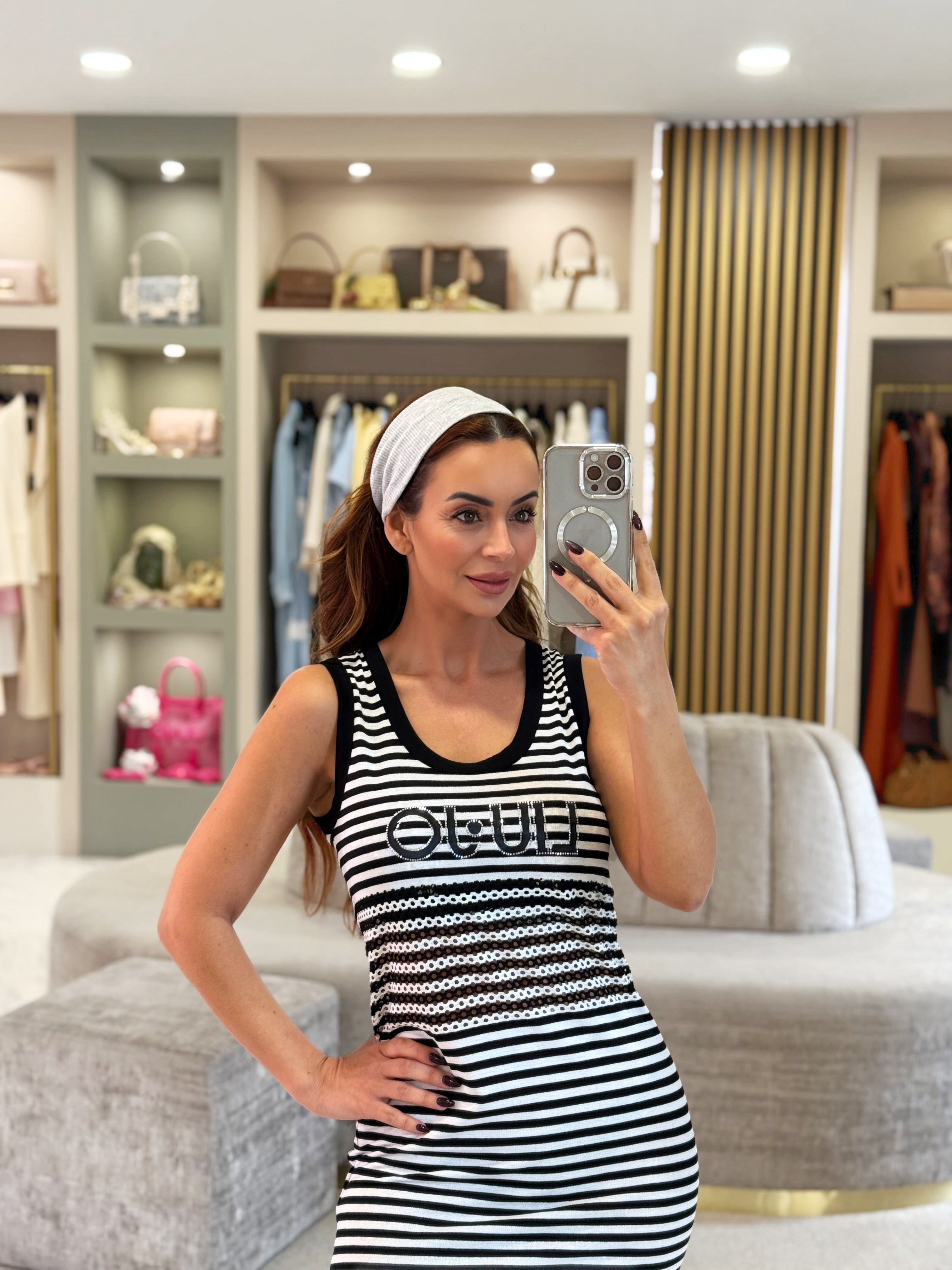 Vestido s/mangas c/logo azul