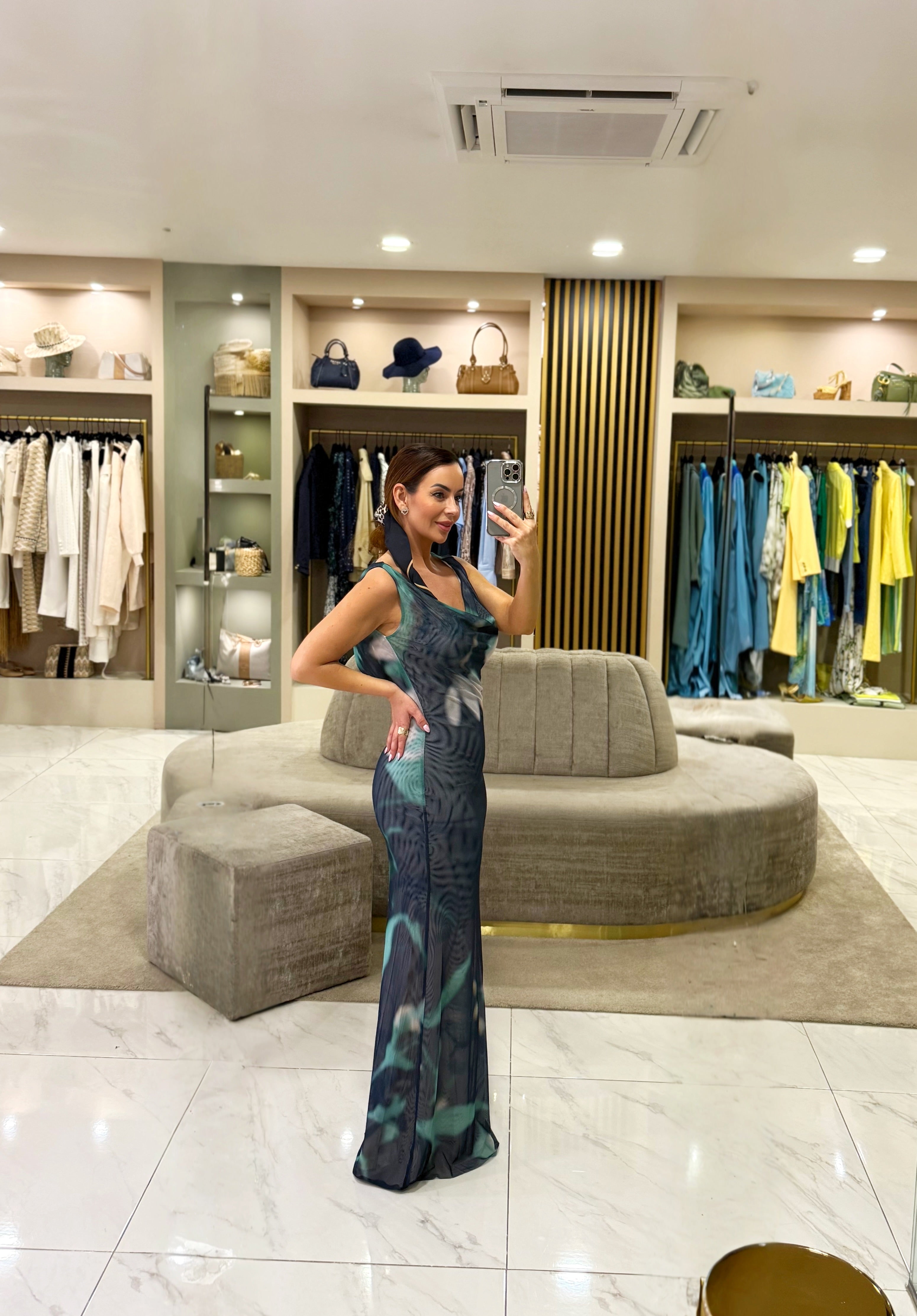 Vestido longo azul
