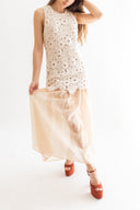 Vestido seda c/renda