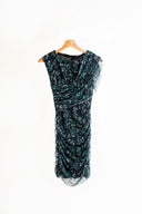 Vestido curto tule flores